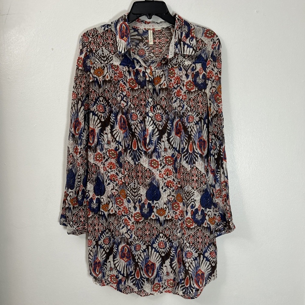 Cottage Daisy Women S Dress Midi Sheer Cotton Shirt Cottage 3/4 Button 6370